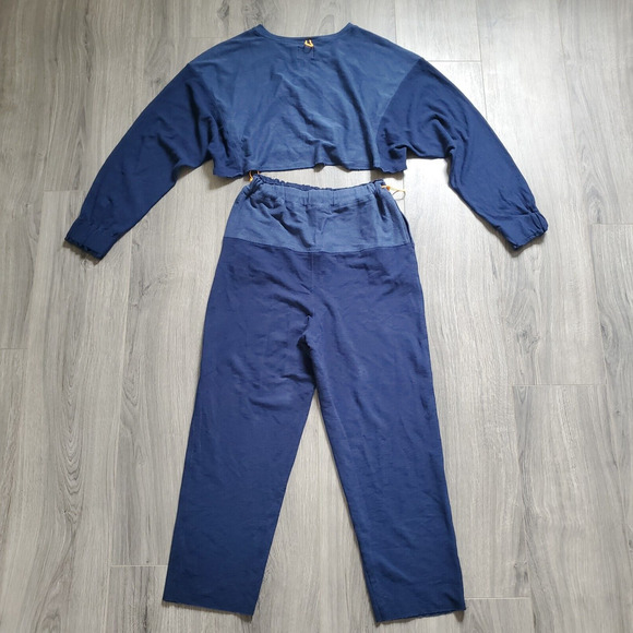 Free People Movement Set XS Blue Long Sleeve Crop Pant Surfside - Picture 3 of 11